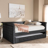 Baxton Studio Alena Dark Grey Upholstered Full Size Daybed with Trundle 147-8724